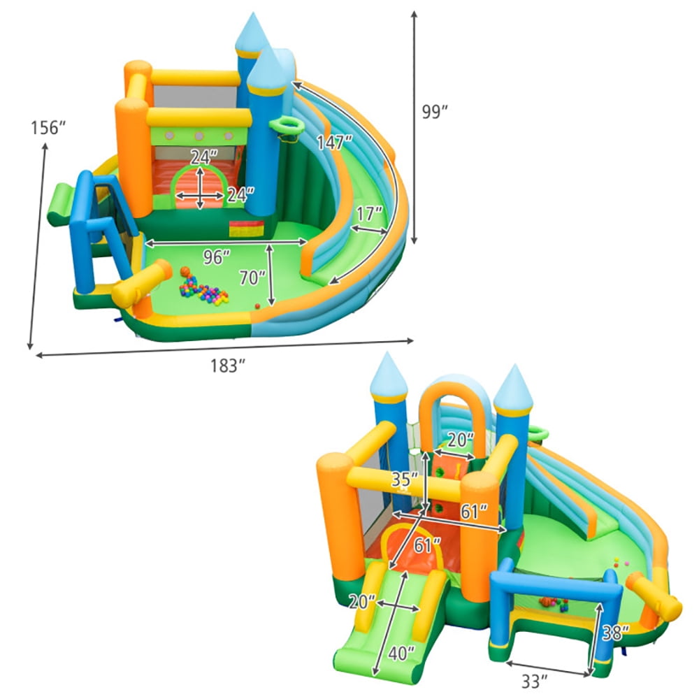 CIPACHO Inflatable Water Slide Blowup Bounce House with Dual Slides and Splash Pool (Without Blower), Inflatable Water Park for Kids Backyard Summer