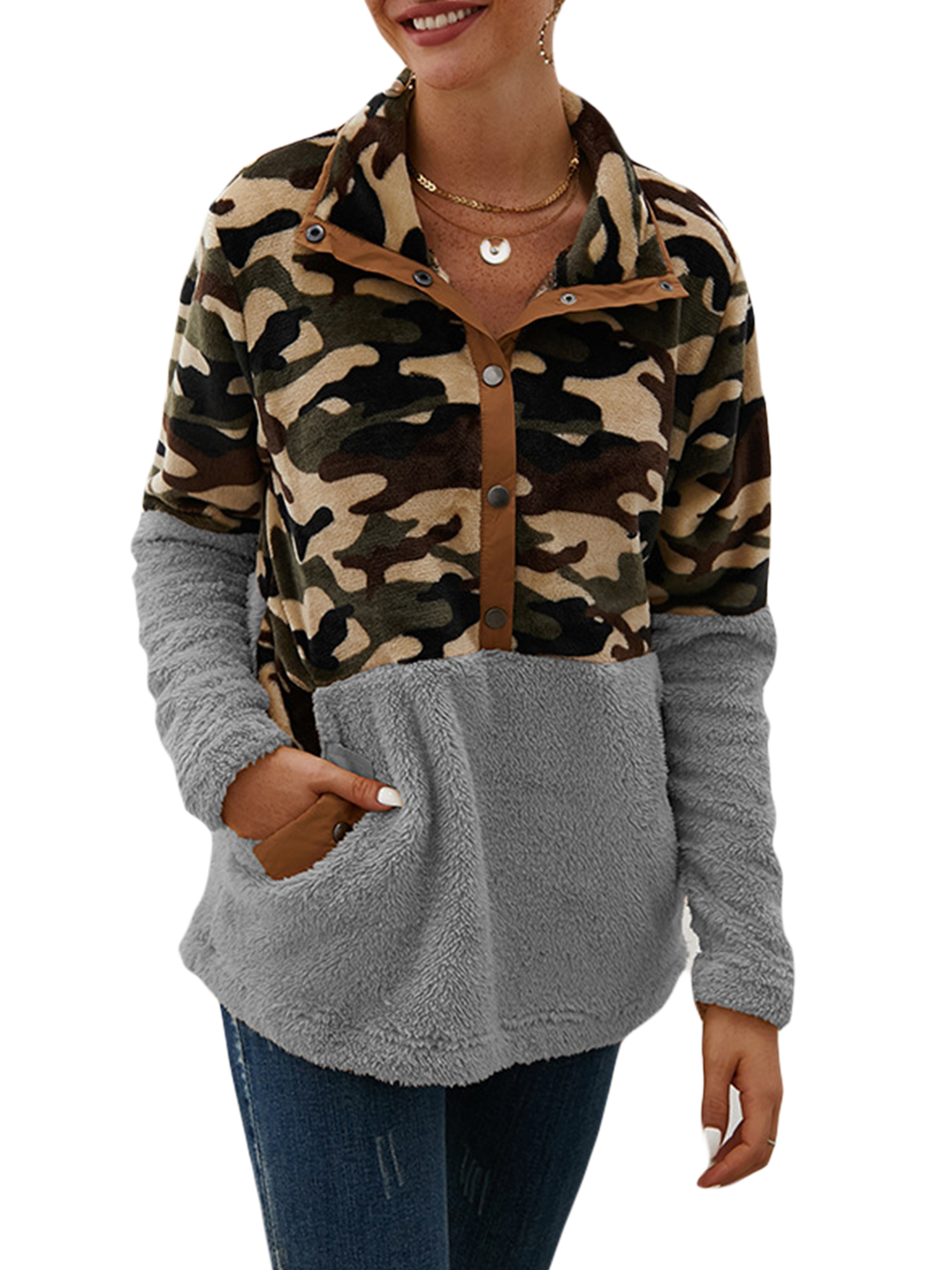 fluffy camo hoodie