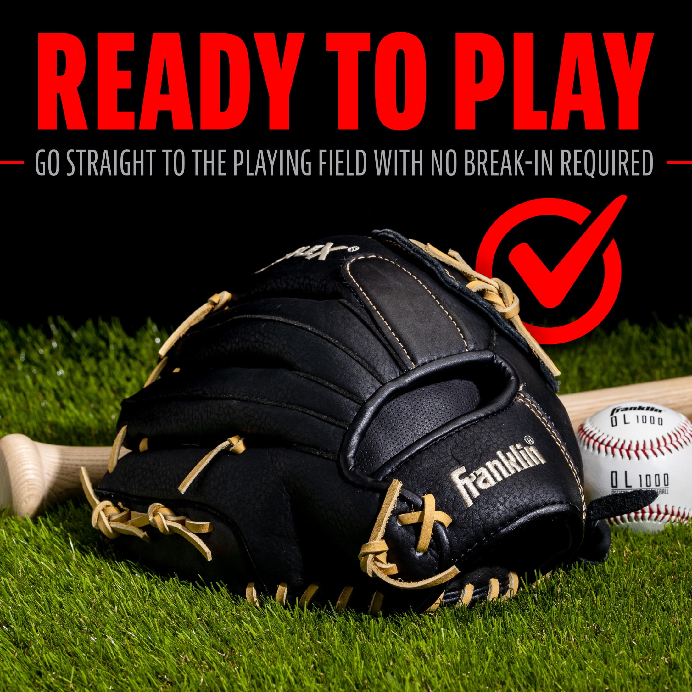 Franklin Sports ProFlex Adult Baseball + Softball Glove, 12 in, Camel, Right Hand Throw
