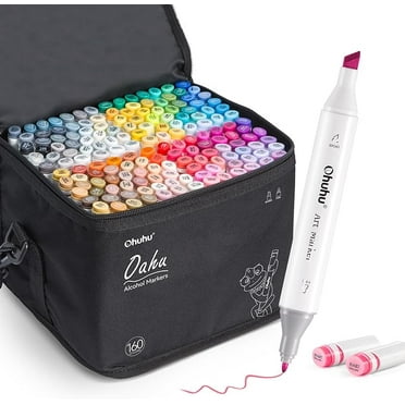Ohuhu 160 Colors Alcohol Markers, Double Tipped (Chisel & Fine), Refillable Art Marker Set for Artists, Illustration - Oahu