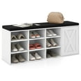 thumbnail image 1 of Costway Banc à Chaussures avec Coussin Rembourré Étagère à Chaussures de Rangement Réglable à 9 Cubes Blanc, 1 of 10