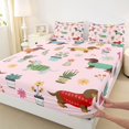 thumbnail image 4 of Homewish Cute Dachshund Pet Bed Sheets,Cactus Daisy Flowers Leaves Full Size Sheets,Pink,4-Piece,1 Flat Sheet, 1 Fitted Sheet and 2 Pillowcases, 4 of 6