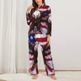 thumbnail image 2 of Salouo USA Eagle with Spread Wings Pattern Women's Pajamas Set Long Sleeve Button Down Sleepwear Soft Pj Lounge Sets for women 2 Piece Pjs Set with Long Pants-X-Large, 2 of 7