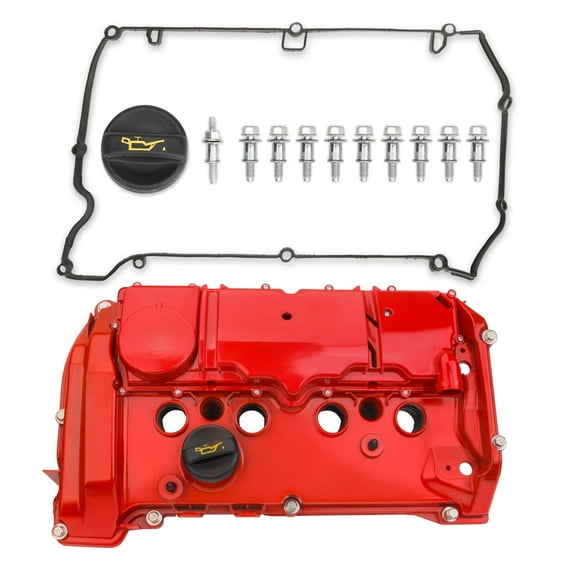 MITZONE N18B16A Upgrade Aluminum Engine Valve Cover Kit Compatible with Mini Cooper S Hatchback Roadster Countryman Paceman Clubman Convertible Coupe R55 R56 R57 R58 R59 R60 R61 Red 2011-2016