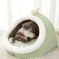 thumbnail image 3 of Lit Grotte en Peluche pour Animal avec Capuchon, Beigne pour Chat, Faux Vert Pâle S, 3 of 8