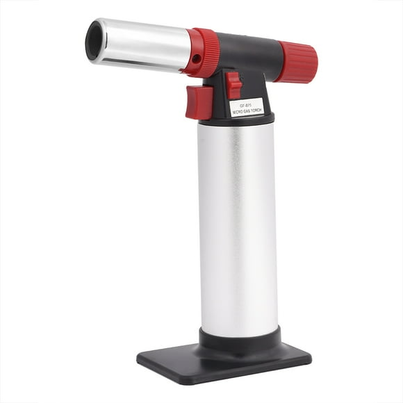 Refillable Butane Micro Torch Lighter Outdoor Barbecue Cooking Welding Soldering Tool (Silver)