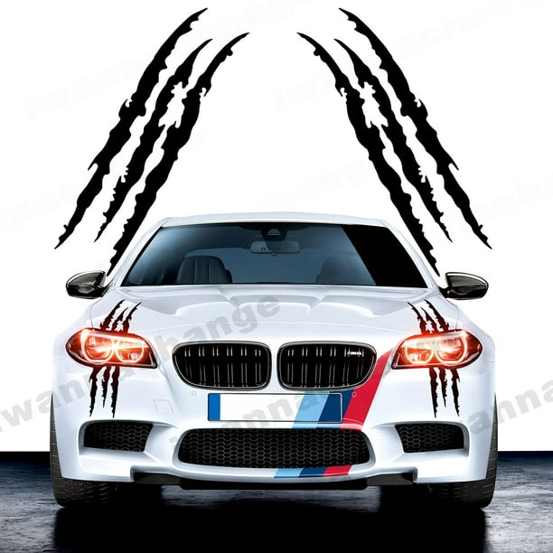 Calcomanía de vinilo para coche con forma de garra con forma de monstruo, 2 unidades, color negro