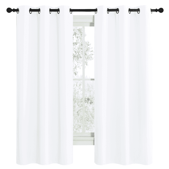 NICETOWN Light Blocking Drapes for Living Room Curtains White Set of 2 W55 x L78 Thermal Insulated 2 Panel Blackout Curtains for Living
