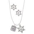 thumbnail image 1 of Delight Jewelry Silvertone Love Square - Square Seal Silver tone Snowflake Charm Necklace and Stud Earrings, 1 of 4