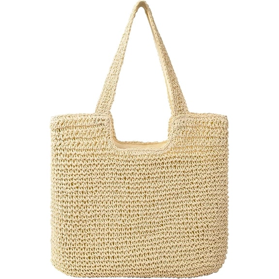 Beach Bags for Women, Large Beach Bag, Woven Straw Tote Bags Waterproof, Weaving Swim Shopping Travel Bag