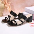 thumbnail image 5 of Rokment Ladies Metallic Chunky Block High Heels Slip on Open Back Dressy Sandals Business Office Leather Squaret Toe Slides Dress Pumps for Woman, 5 of 6