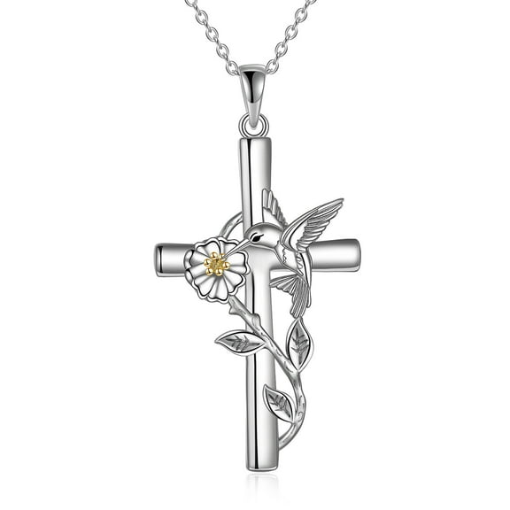 Hummingbird Necklace Jewelry for Women Sterling Silver Cross Hummingbird Daisy Necklace Gifts