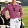 thumbnail image 5 of GEWSEY Mens Long Sleeve Polo Shirt Classic Casual Button Collared Fashion Golf Shirts (Hot Pink, 3XL), 5 of 8