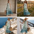thumbnail image 3 of FOR U DESIGNS Green Tree Leaf Print Matching Couple Outfits Linen-Look Casual Set Men's Button Shirt and Women's Swing Sleeveless Dress, 3 of 7
