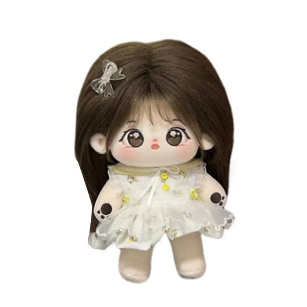 Muñeca de algodón bonita de 20cm, muñeca de trapo de felpa suave, muñeca de peluche para niña, juguetes de peluche suaves para cumpleaños de 3, 4 y 5 Sin vestido de esqueleto
