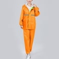 thumbnail image 6 of Kabnic Striped Reflective Rain Suits for Women - Waterproof Hooded Jacket & Pants Set, Safety Outdoor Work Raincoat, Lightweight & Durable, Orange, 6 of 6