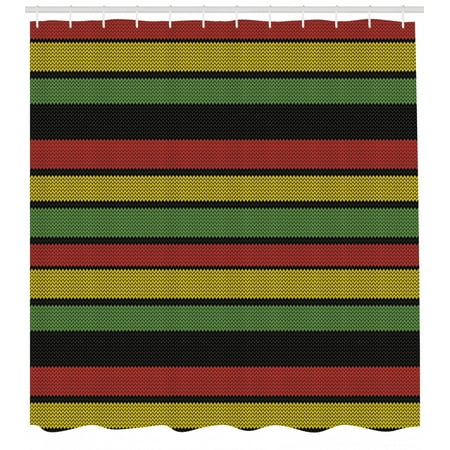 Jamaican Shower Curtain Knitted Effect Rastafarian Stripes