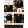 thumbnail image 4 of DOKOTOO Blouses for Women Dressy Casual Ruched V Neck Smocked Tops 3/4 Sleeve Loose Fit Shirts, 4 of 10