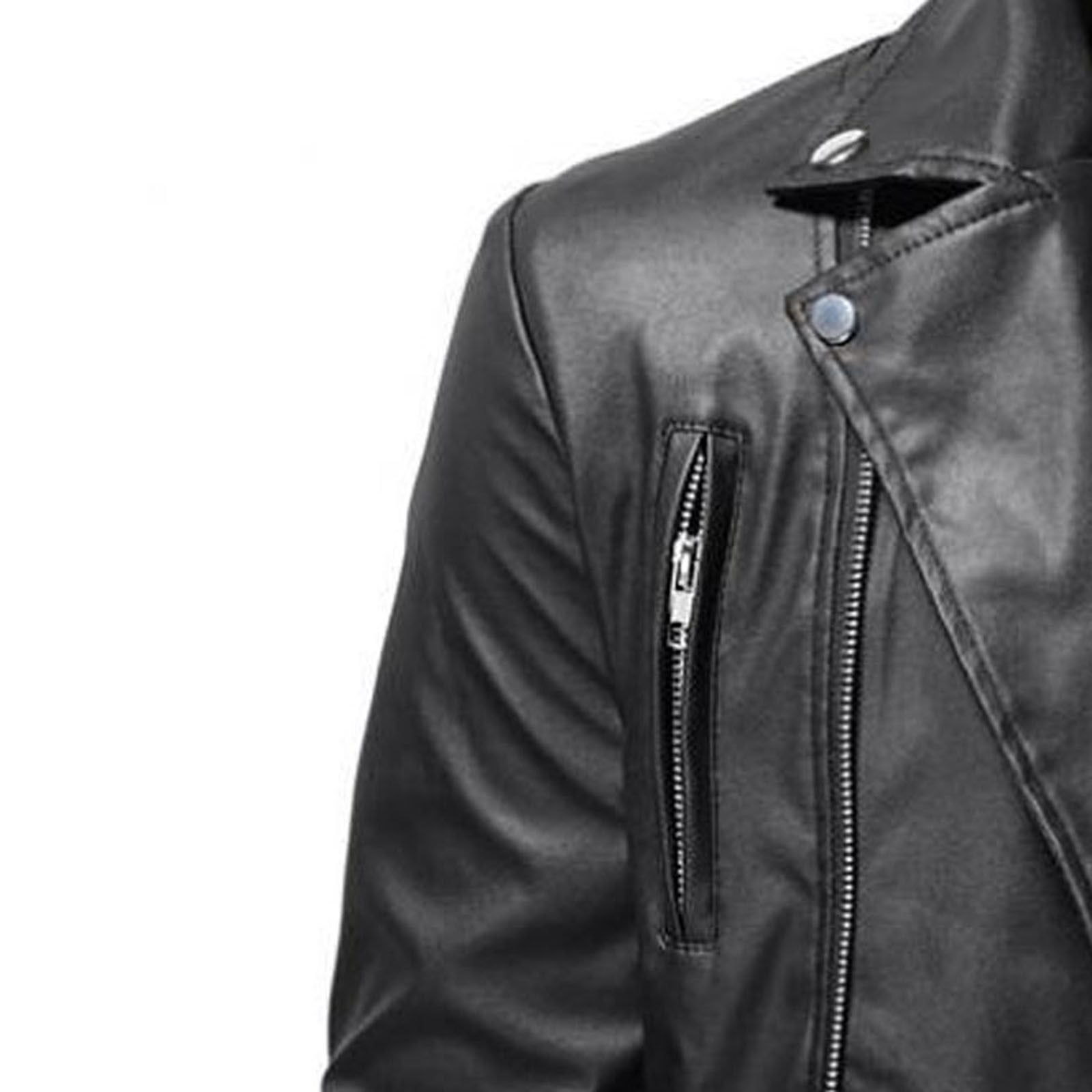 Herrnalise Men's Leather Jacket Fashion Stand Collar Punk