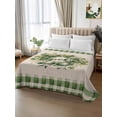 thumbnail image 2 of St. Patrick's Day, California King Size Flat Sheet, Wrinkleproof & Fadeproof Cooling Flat Bed Sheet Only, Watercolor Leaves Floral Plaid Wreath Breathable Soft Bedding Top Sheets 108 x 98 Inches, 2 of 8