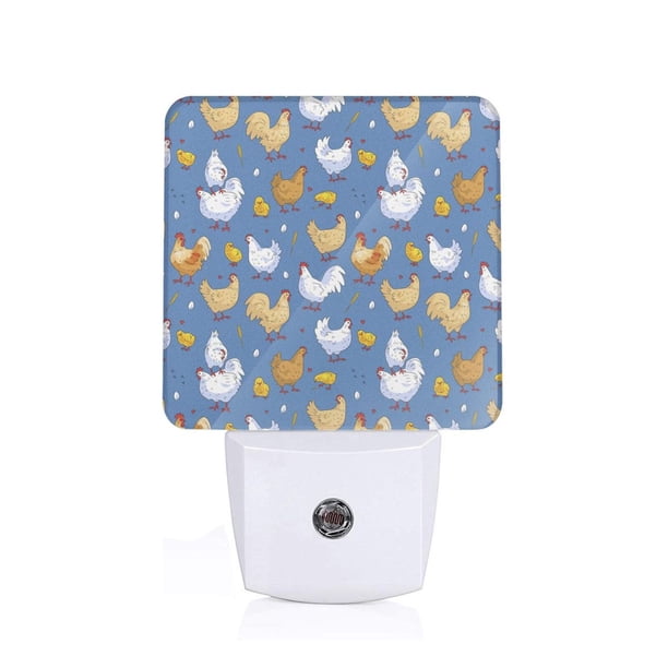 Balery Chicken Family Luz Nocturna LED con Sensor Automático, Enchufe con Sensor Crepuscular, Luz Suave de 0.5W para Dormitorio, Pasillo, Baño-UK