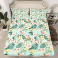 thumbnail image 2 of Feelyou Spring Flower Floral Full Size Sheets, Palm Leaf Botanical Bed Sheets, Teens Kids Girls Women Sheet Sets, Ultra Soft Bedroom Decor, 4 Pieces, 2 of 7
