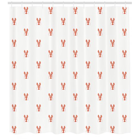 Lobster Shower Curtain Pattern With Symmetrically Aligned Lobster
