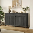 thumbnail image 5 of SICOTAS Farmhouse Buffet Sideboard Cabinet with Drawers, 29" W Fluted Coffee Bar with Adjustable Shelves, Small Modular Storage Cabinet Set of 2 for Dining Room, Living Room, Entryway, Dark Grey, 5 of 9