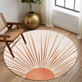 thumbnail image 2 of Round Rugs 5Ft, Abstract Art Round Area Rug Washable Indoor Throw Carpet, Orange Lines Simple Retro Middle Century Soft Non Slip Circle Rug for Cabinet Bathroom Home Decor Aesthetic, 2 of 8