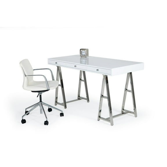 Modrest Ostrow - White   Stainless Steel Desk