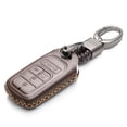 thumbnail image 2 of Vitodeco Genuine Leather Smart Key Keyless Remote Entry Fob Case Cover with Key Chain for Honda Civic, Fit, Accord, Pilot, CR-V (5 Buttons, Brown), 2 of 5