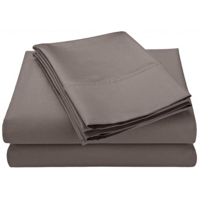 Coton Riche en 600 Fils, Ensemble de Feuilles Solides Grand-Gris
