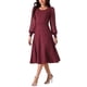 thumbnail image 2 of Vestido de manga larga de malla con volantes para mujer INSPIRE CHIC, cuello redondo, plisado, tejido de punto midi, vestidos de suéter casuales, 2 of 5