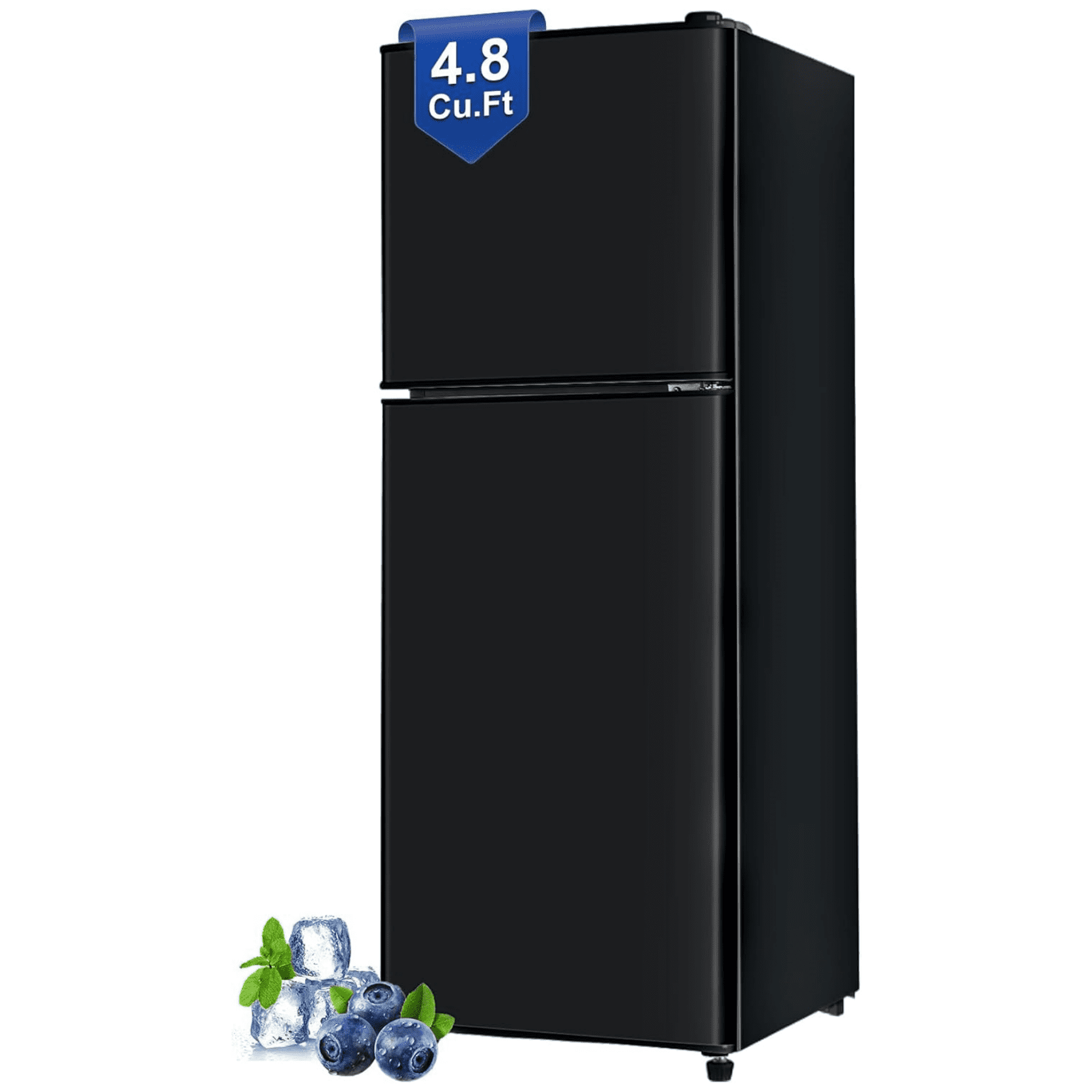 GGTB 4.8 Cu.ft Compact Refrigerator with Freezer, 2.0 Cu.ft Freezer Section, Adjustable Thermostat, Mini Fridge for Apartment Dorm Office Kitchen, Black
