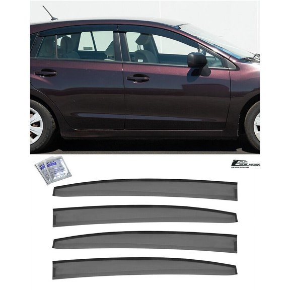 Replacement For 2013-2015 Subaru XV Crosstrek | 2016-2017 Subaru Crosstrek EOS Visors JDM Tape-On Style SMOKE TINTED Side Vents Window Deflectors Rain Guard DWV-V153