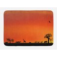 thumbnail image 1 of Africa Bath Mat, Panorama of Safari Animals Gulls Reflections in Background at Sunset Scenery, Non-Slip Plush Mat Bathroom Kitchen Laundry Room Decor, 29.5 X 17.5 Inches, Burnt Orange Black, Ambesonne, 1 of 2