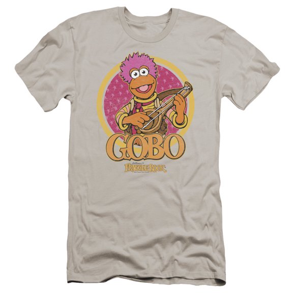 Fraggle Rock Gobo Circle Premium Canvas Adult Slim Fit 30/1 T-Shirt Silver