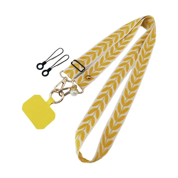 Kearding Cordón duradero con costuras finas y correa ancha para el cuello resistente al desgarro para teléfono móvil Videojuegos y accesorios amarillo