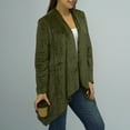 thumbnail image 5 of Lilgiuy Women'S Long Sleeve Loose Solid Color Lapel Plush Cardigan Coat Blouse Green，12 2022 Fall Winter, 5 of 5