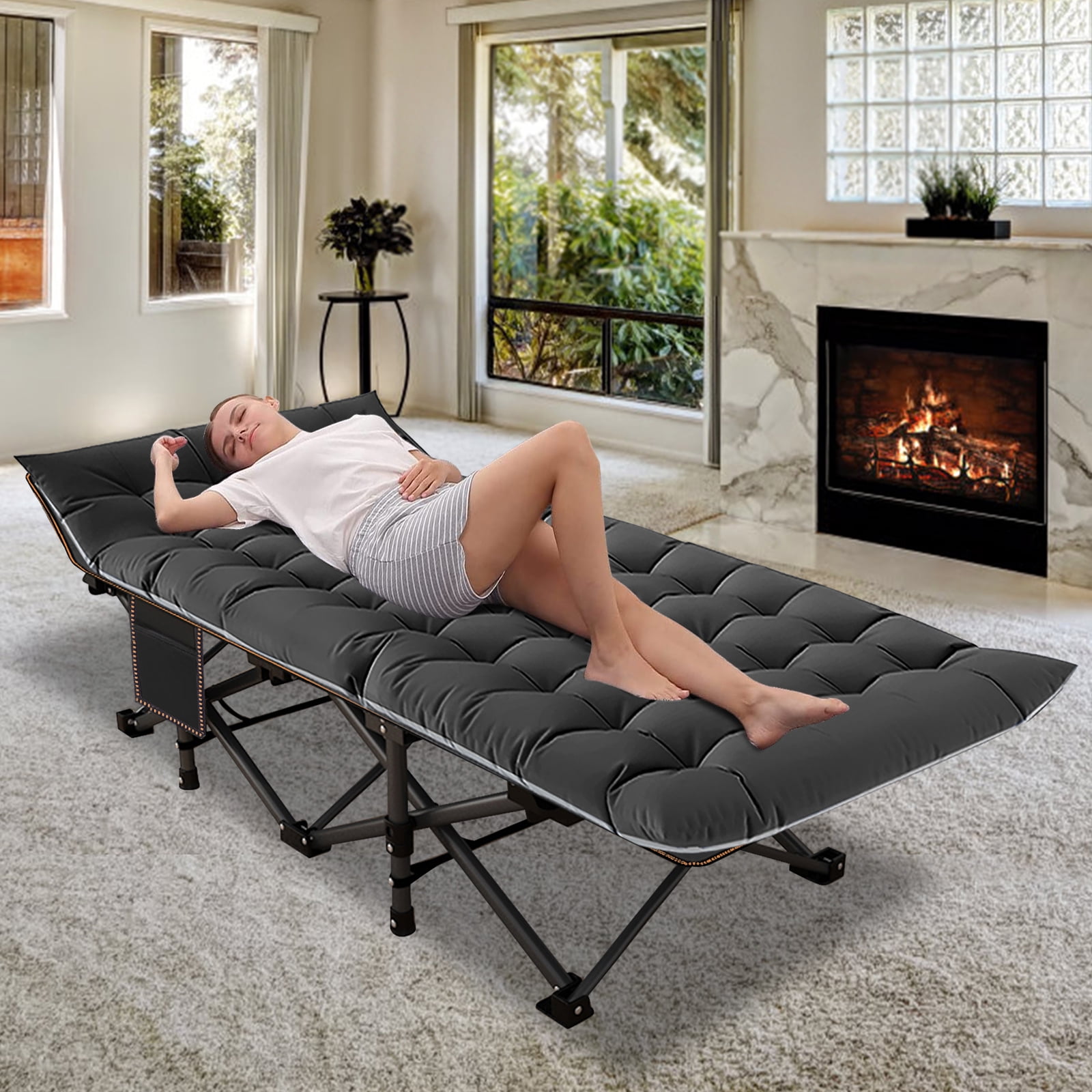 MOPHOTO Folding Camping Cots for Adults, Updated Folding Cots for