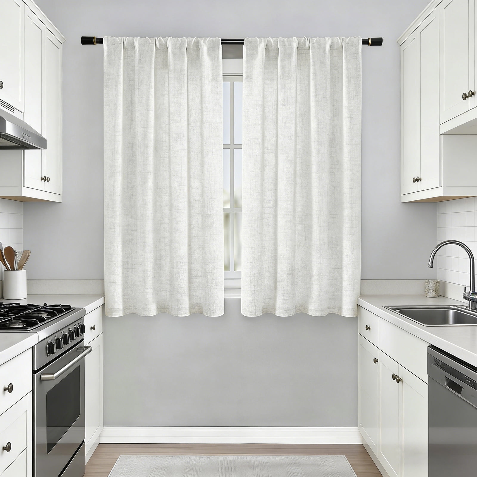 2 Panels Linen Curtains Set for Living Room Bedroom, Light Filtering Textured Soft Window Curtain, Airy Soft Rod Pocket Elegant Drapes