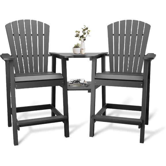 Outdoor Recycled Poly Adirondack Barstools with Connecting Tray