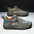 thumbnail image 4 of Rokment Women's Men's Vintage Stitching Mesh Leather Patchwork High Top Fashion Sneakers Fall Breathable Casual Slip on Walking Flat Non Slip Driving Work Tennis Shoes Green Size 10, 4 of 5