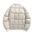 thumbnail image 3 of hlysgo Mens Plus Size Bomber Jackets Fall Winter Zip up Quilted Puffer Jacket Warm Insulated Padded Coats Thicken Snow Outdoor Down Outerwear White L, 3 of 7