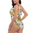 thumbnail image 5 of Yiaed Bird Sunflowers Print Women One Piece Swimsuits Tummy Control One Shoulder Bathing Suits Pattern Ruffle Swimwear-Medium, 5 of 8