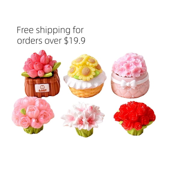 12PCS Cute Basket Flowers Rose Tulips Resin Charms for DIY(1-354)