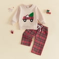 thumbnail image 4 of Tiijoy Christmas Boys Outfits Long Sleeve Crewneck Sweatshirt Plaid Pants Set, Sizes 0-3T, 4 of 7