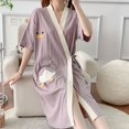 thumbnail image 3 of Pijamas de algodón de manga larga para mujer, ropa de dormir Sexy, Kimono, bata de dormir, bata de baño, bata de Manta, 3 of 4