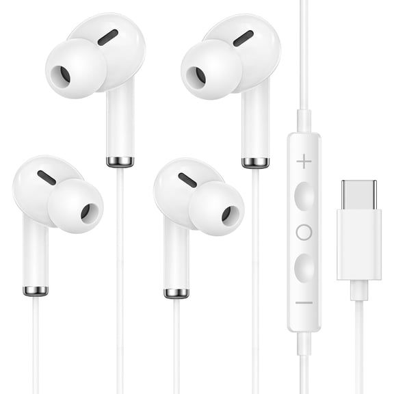 2 Pack USB C Headphones for iPhone 17 16 15, Type C Earphones with Microphone & Remote Control Noise Cancelling Wired Earbuds USB C for iPhone 17 16 15 Pro Max, iPad Pro, Galaxy S25 S24 Ultra,Pixel 9