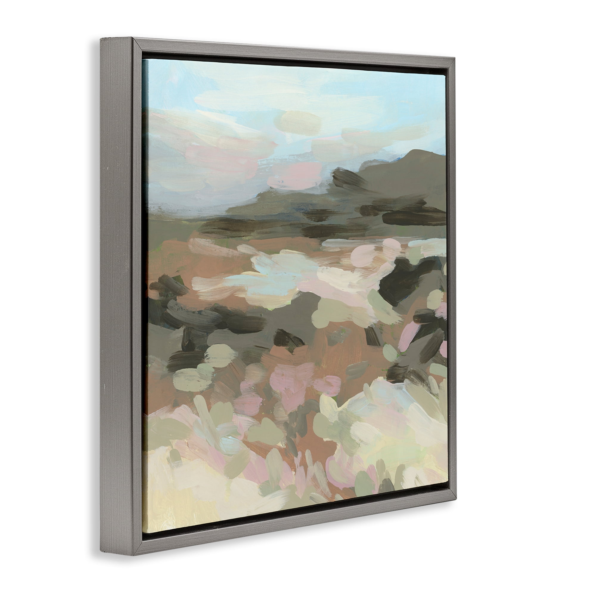 Stupell Industries Modern Brushed Landscape Landscape & Nature Painting Gray Floater Framed Canvas Art Print Wall Art, 25 x 25